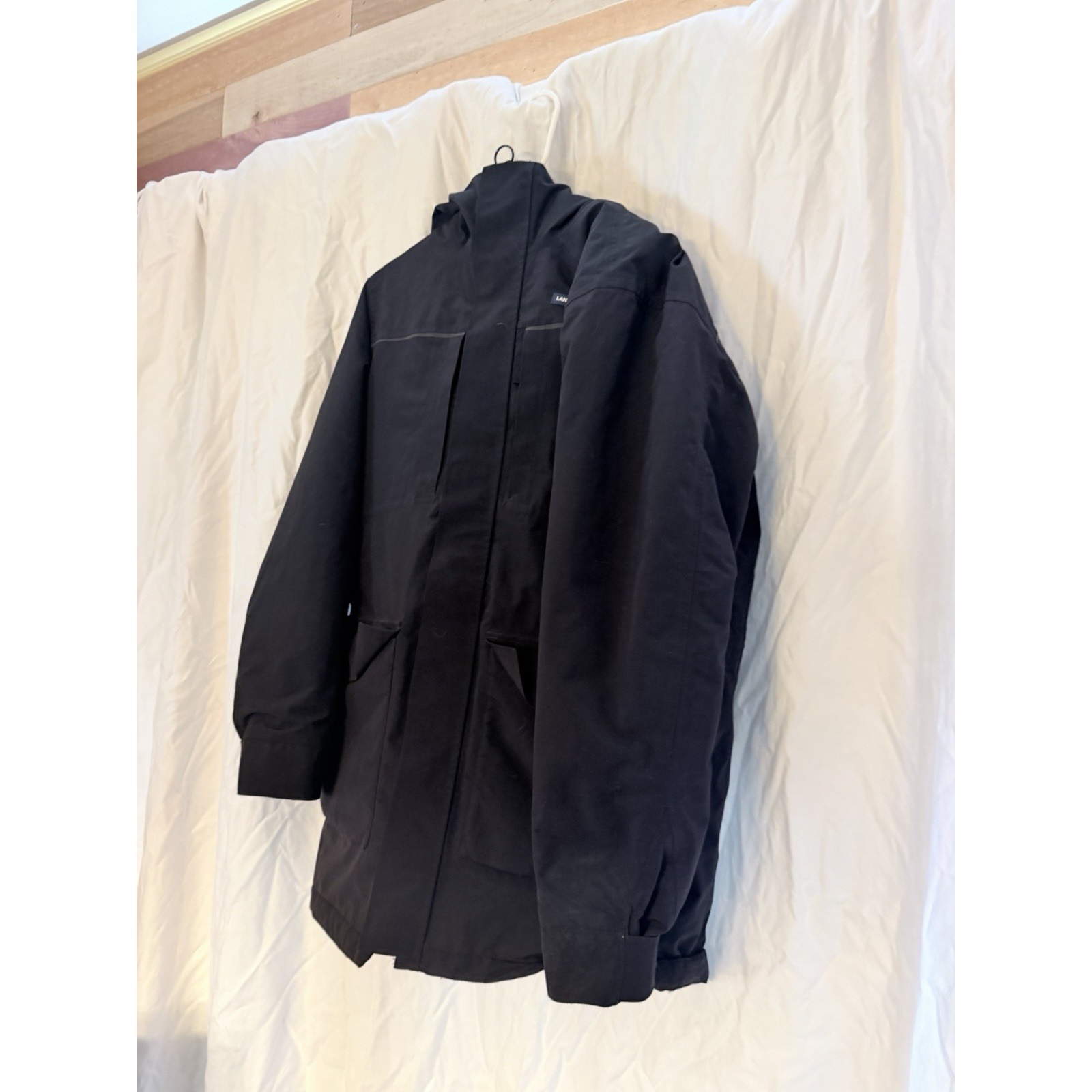 Men's Lands End Squall Parka Jacket Coat Small 34-36 Black Waterproof, Windproof
